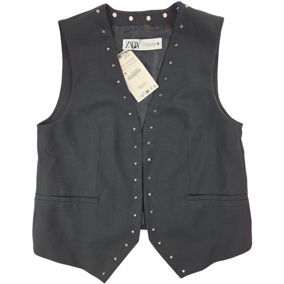 Zara | Black, Silver Studded Vest | Size XS - Picture 3 of 10
